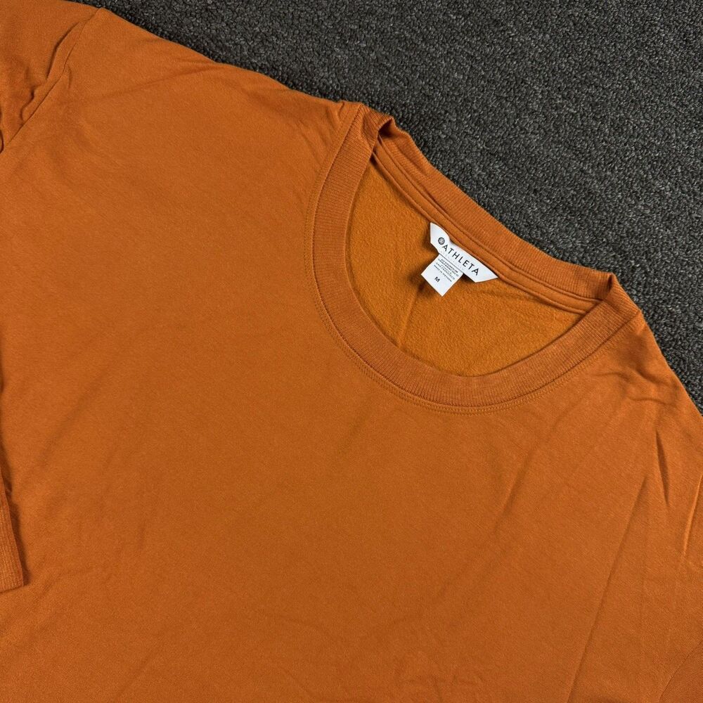 Athleta Coaster Luxe Sweatshirt Womens Medium Orange Pullover Thumbholes